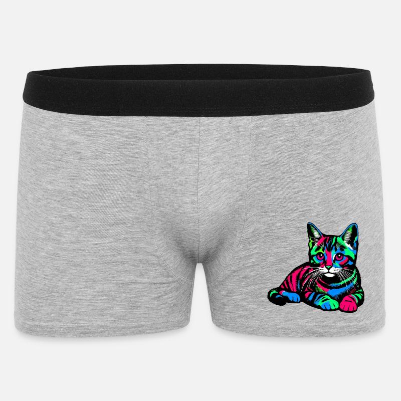 Katze - Männer Boxer Shorts - Grau meliert