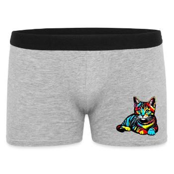 Katze - Männer Boxer Shorts - Grau meliert - Vorne