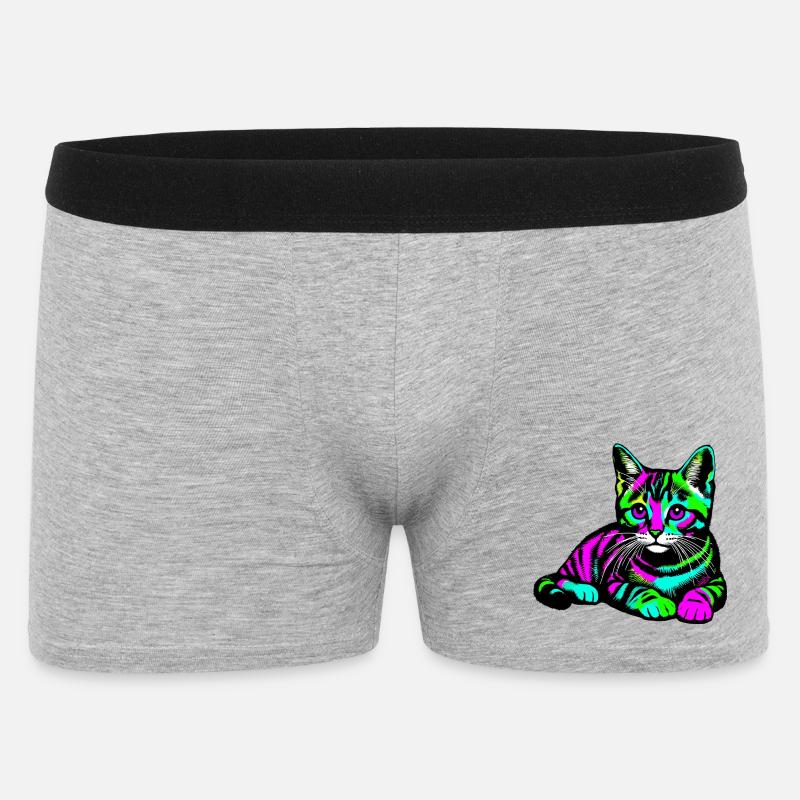 Katze - Männer Boxer Shorts - Grau meliert