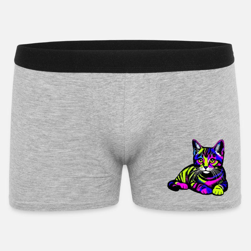 Katze - Männer Boxer Shorts - Grau meliert