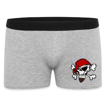 Pirate Skeleton Head with Red Bandana - Men's Boxer Shorts - heather grey - Front