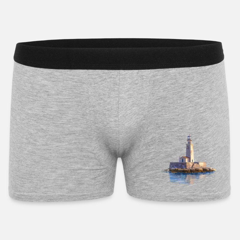 Leuchtturm Inselfelsen - Männer Boxer Shorts - Grau meliert