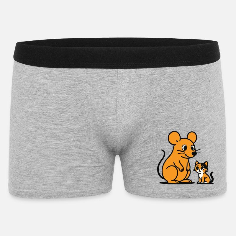Kuschelige Maus und Kätzchen Duo - Männer Boxer Shorts - Grau meliert