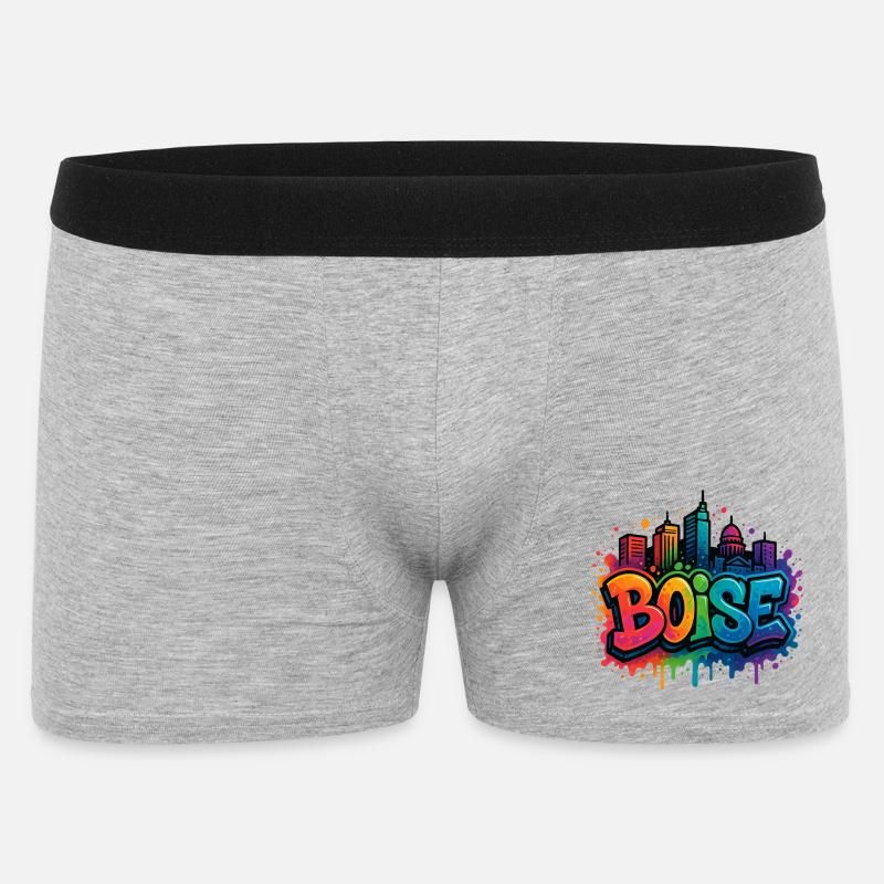 Boise Graffiti Skyline - Männer Boxer Shorts - Grau meliert