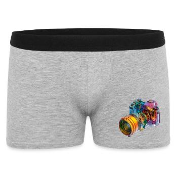 Regenbogenkamera als CAD-Design in Farbexplosion - Männer Boxer Shorts - Grau meliert - Vorne