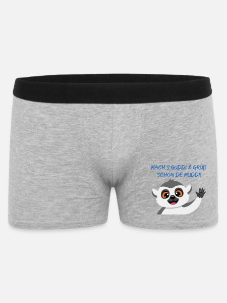 Lemur Grüßt Muddi Liebevoll - Männer Boxer Shorts - Grau meliert