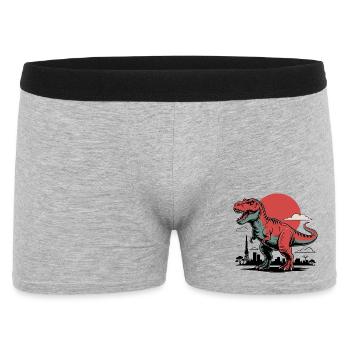Horizon de la ville avec T-Rex et soleil en arrière-plan - Boxer Homme - gris chiné - Devant