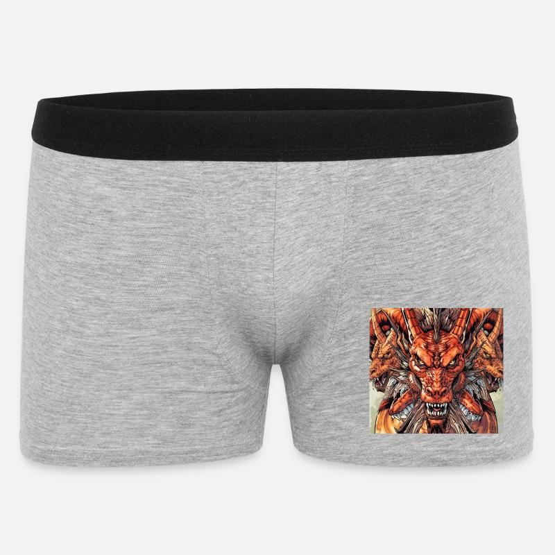 Dreiköpfige Drachen-Fireview - Männer Boxer Shorts - Grau meliert