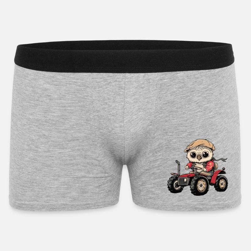 Eule Traktor Farmer - Männer Boxer Shorts - Grau meliert