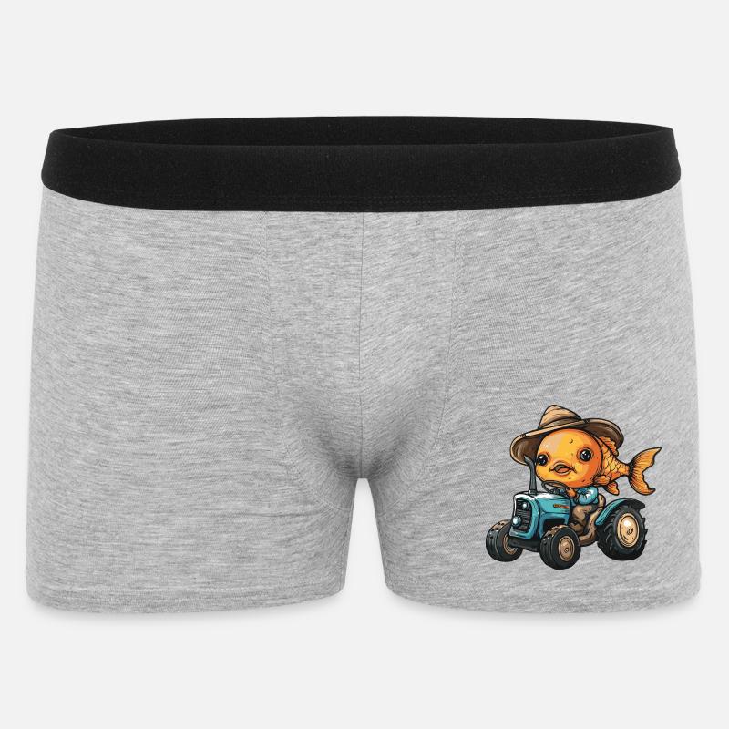 Goldfisch Traktor Farmer - Männer Boxer Shorts - Grau meliert
