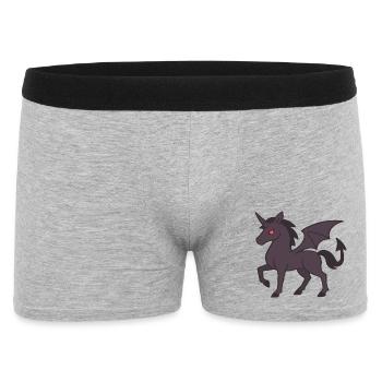 Dunkles Dämonen-Einhorn mit Flügeln und roten Augen - Männer Boxer Shorts - Grau meliert - Vorne