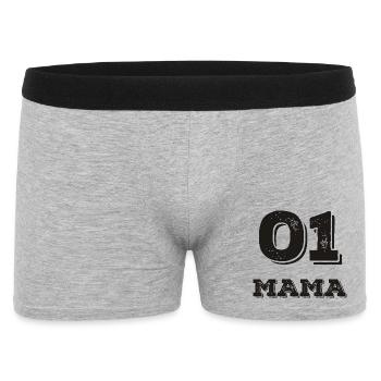 01 Mama  - Männer Boxer Shorts - Grau meliert - Vorne