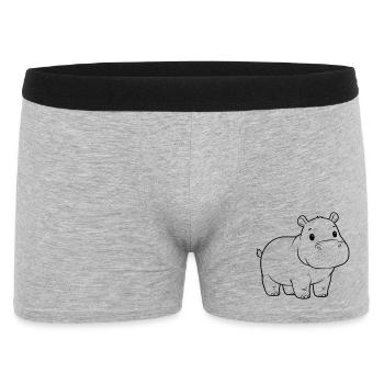 Cute Baby Hippo Comic Outline - Men's Boxer Shorts - heather grey - Front