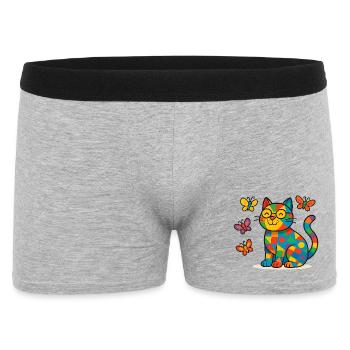 Chat patchwork aux papillons colorés - Boxer Homme - gris chiné - Devant