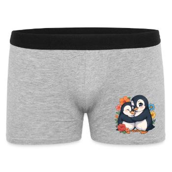 Cuddly penguins in the flower circle - Men's Boxer Shorts - heather grey - Front