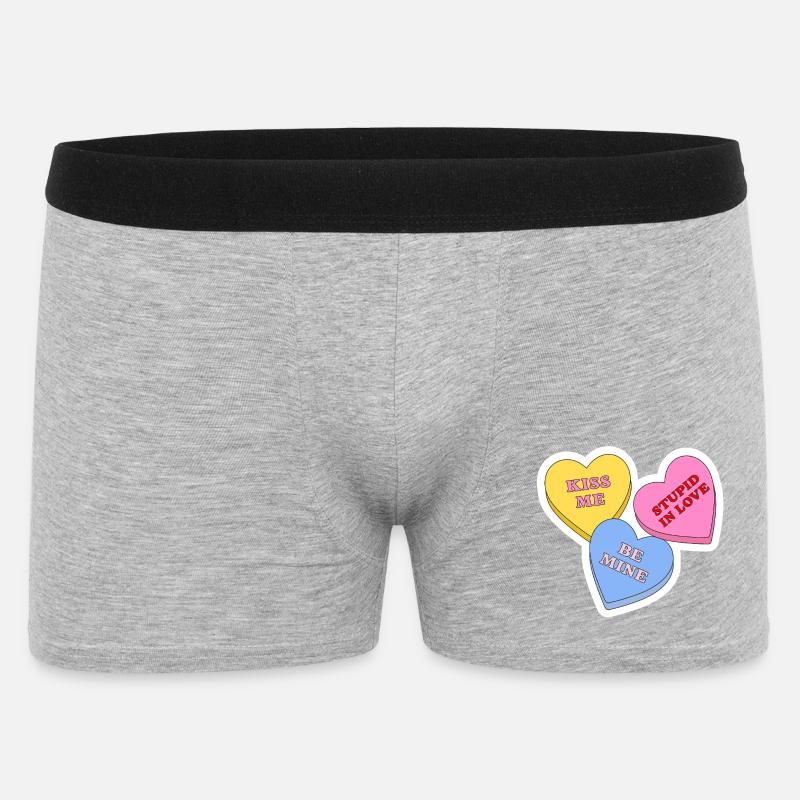 Candy-Hearts-Design - Männer Boxer Shorts - Grau meliert