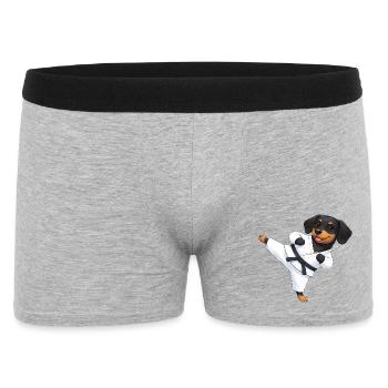 Cute Rottweiler Dachshund Karate Cartoon Martial Arts - Men's Boxer Shorts - heather grey - Front