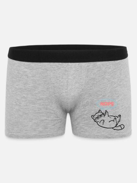Katze Nope Sprechblase Farbig - Männer Boxer Shorts - Grau meliert