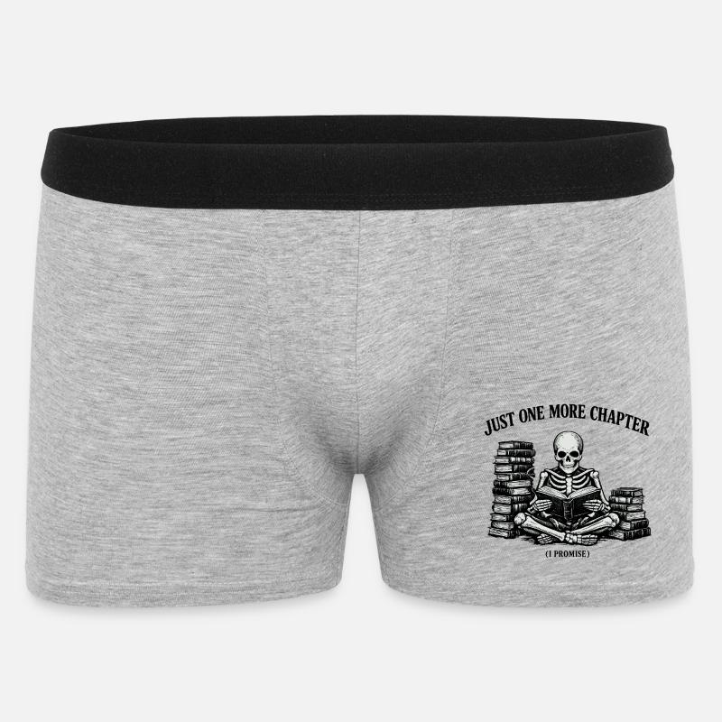 Just One More Chapter Skeleton - Männer Boxer Shorts - Grau meliert