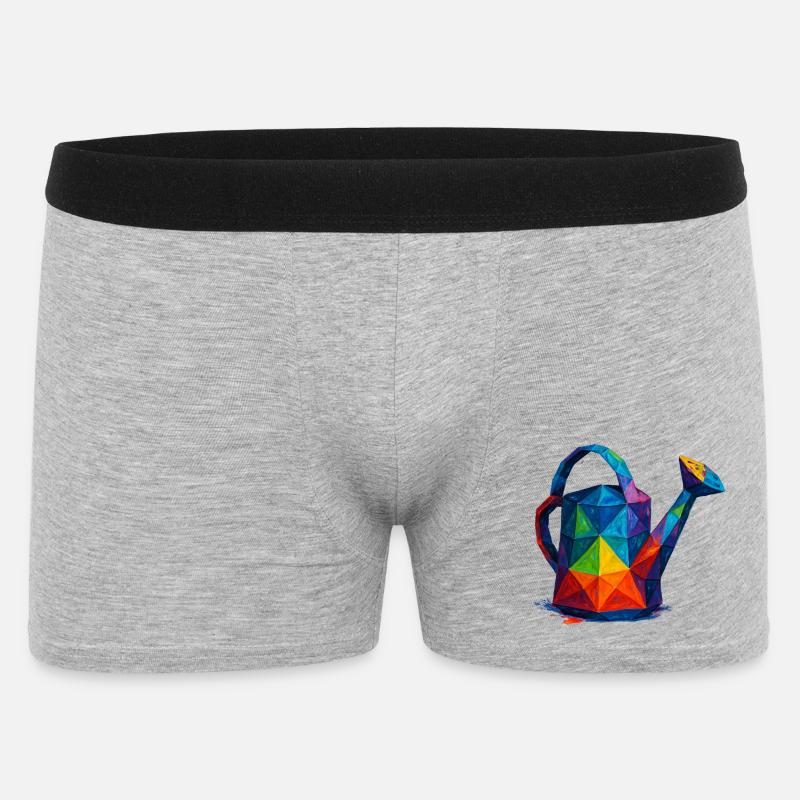 Geometrische Gießkanne – Low-Poly-Gartendesign - Männer Boxer Shorts - Grau meliert