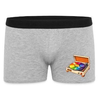 Retro turntable with rainbow record - Men's Boxer Shorts - heather grey - Front