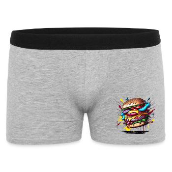 Burger - Hamburger - Fastfood - Männer Boxer Shorts - Grau meliert - Vorne