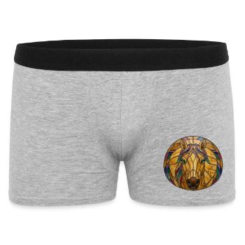 Mosaik mit Buntglas-Pferdemosaik - Männer Boxer Shorts - Grau meliert - Vorne