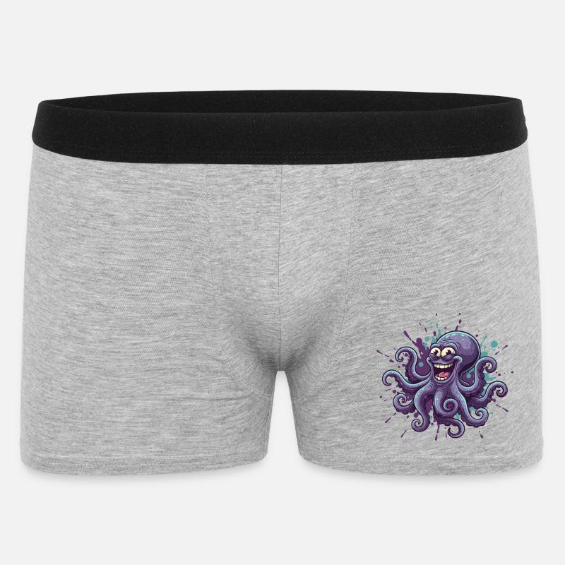 Fröhlicher Tinten-Oktopus Graffiti - Männer Boxer Shorts - Grau meliert