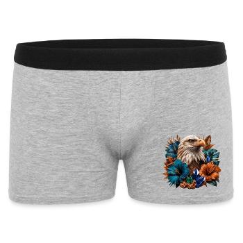 Adler im Blüten- und Kristallwald - Männer Boxer Shorts - Grau meliert - Vorne