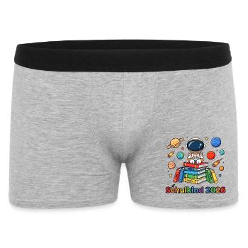Astronaut im Lernstack 2026 - Männer Boxer Shorts - Grau meliert - Vorne