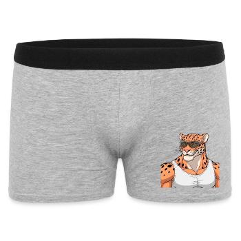 Sports leopard with glasses - Men's Boxer Shorts - heather grey - Front