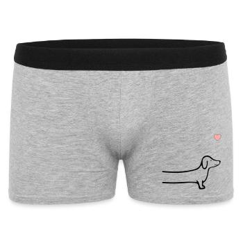 Dackel Herz Hunde - Männer Boxer Shorts - Grau meliert - Vorne