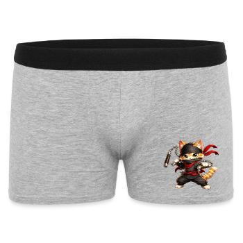 Ninja Katze - Männer Boxer Shorts - Grau meliert - Vorne