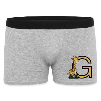 Giraffe mit Buchstabe G - Männer Boxer Shorts - Grau meliert - Vorne