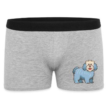 Hellblauer zotteliger Hund (Comic) - Männer Boxer Shorts - Grau meliert - Vorne