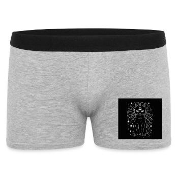 Magic Cat und Crescent Moon – Hexen-Goth - Männer Boxer Shorts - Grau meliert - Vorne