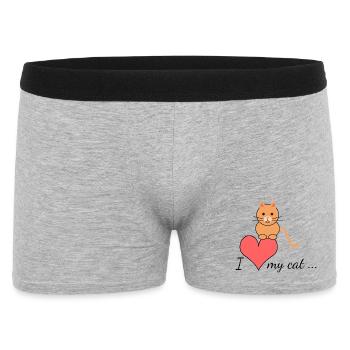 I love my cat... - Männer Boxer Shorts - Grau meliert - Vorne