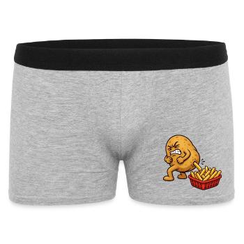 Kartoffelzubereitung Pommes Frites Lustige Pommes  - Männer Boxer Shorts - Grau meliert - Vorne