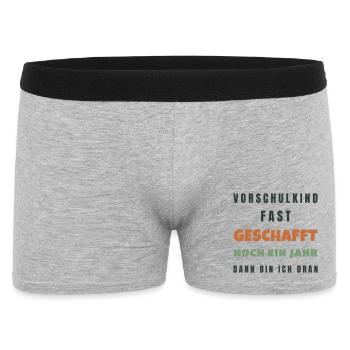 Vorschulkind fast geschafft noch ein Jahr 2026 - Männer Boxer Shorts - Grau meliert - Vorne