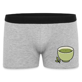 Minimalistische Matcha-Teetassen-Illustration - Männer Boxer Shorts - Grau meliert - Vorne