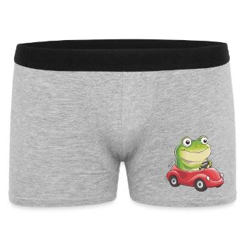  Fröhlicher Frosch Im Roten Flitzer Lustige - Männer Boxer Shorts - Grau meliert - Vorne