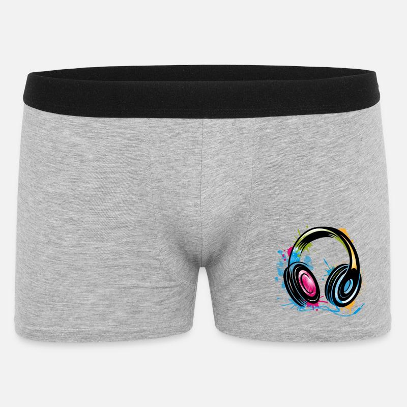 bunter Graffiti Kopfhörer - Männer Boxer Shorts - Grau meliert