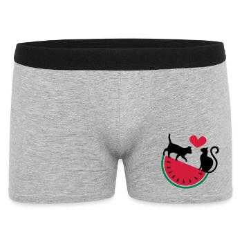 Melon Cat Love - Men's Boxer Shorts - heather grey - Front