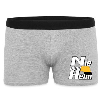 Freiwillige Feuerwehr , Shirt , Nie ohne Helm (25) - Männer Boxer Shorts - Grau meliert - Vorne
