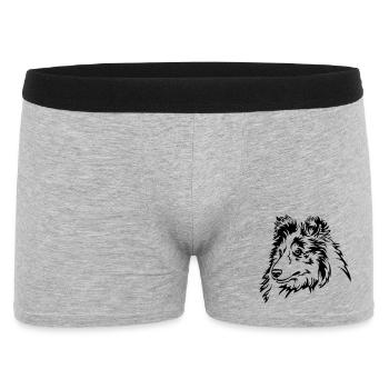Sheltie Kopf - Männer Boxer Shorts - Grau meliert - Vorne