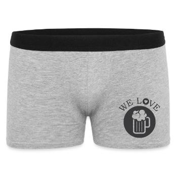 we love beer bier Liebe Symbol Logo icon Grafik - Männer Boxer Shorts - Grau meliert - Vorne