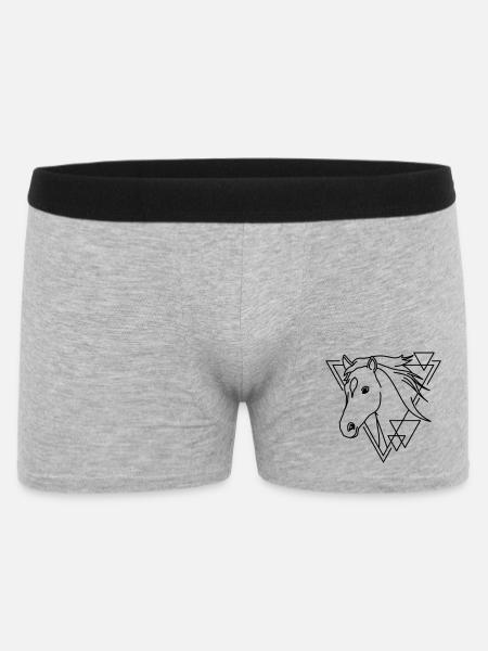 Cheval en forme géométrique - Conception d’art au trait - Boxer Homme - gris chiné