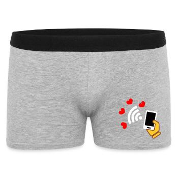 Smartphone in hand and phone with sweet hearts - Men's Boxer Shorts - heather grey - Front