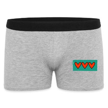 HERZ. HERZ. VALENTINSTAG. LIEBE. LIEBE. PAAR. - Männer Boxer Shorts - Grau meliert - Vorne