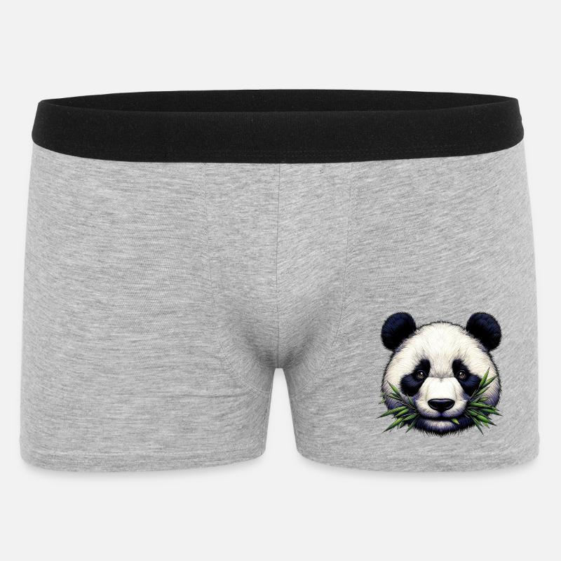 Panda spiser bambus og blade - Boxer Shorts til mænd - grå meleret